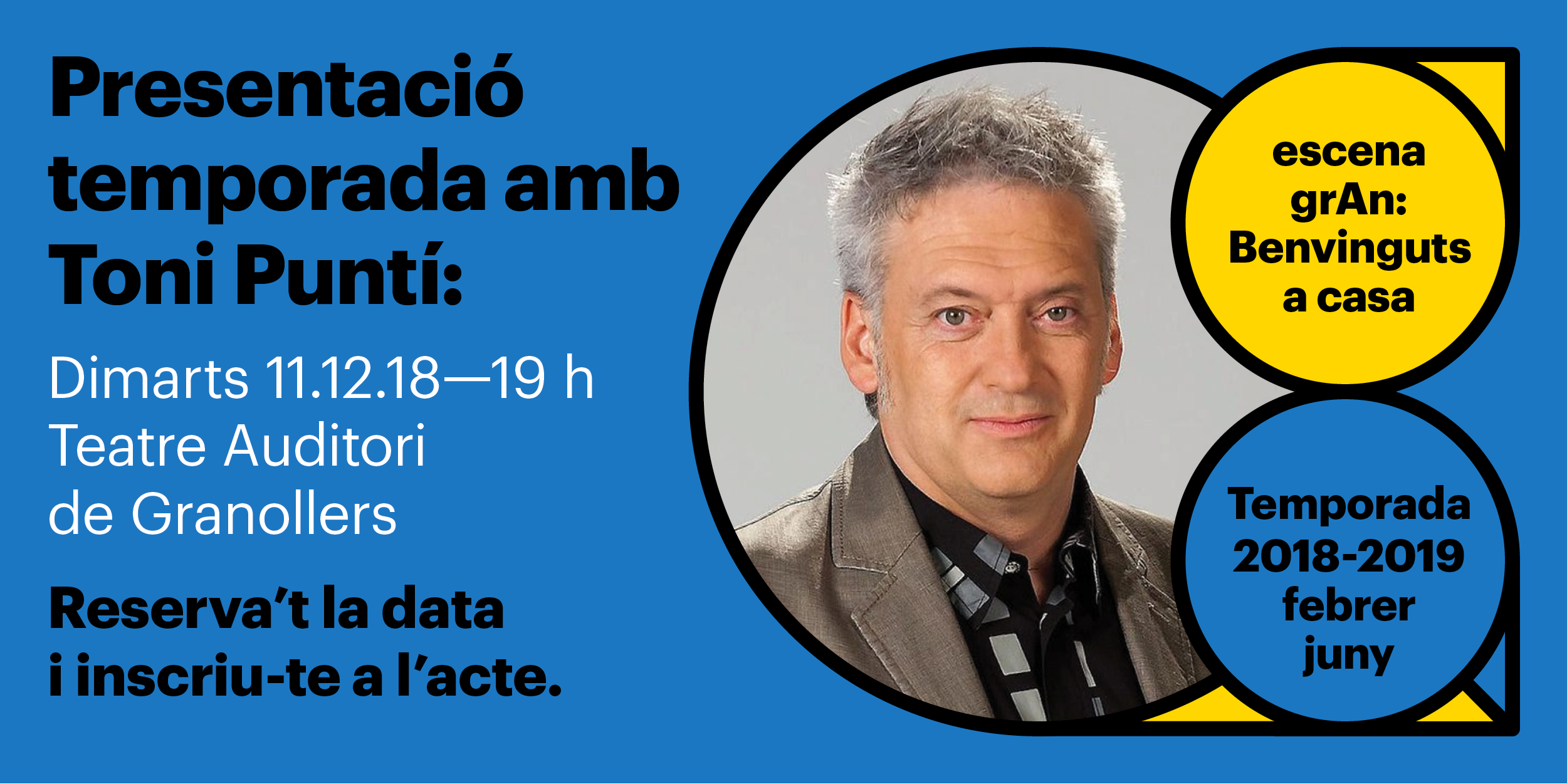 Presentació de la segona part de la Temporada 2018/2019 d’Escena grAn amb el periodista Toni Puntí